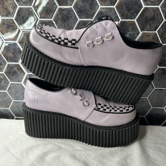 DEMONIA Creepers Women Size 10 3” Platform Goth Shoes Purple *BLEMISHES NO LACES - Picture 10 of 11